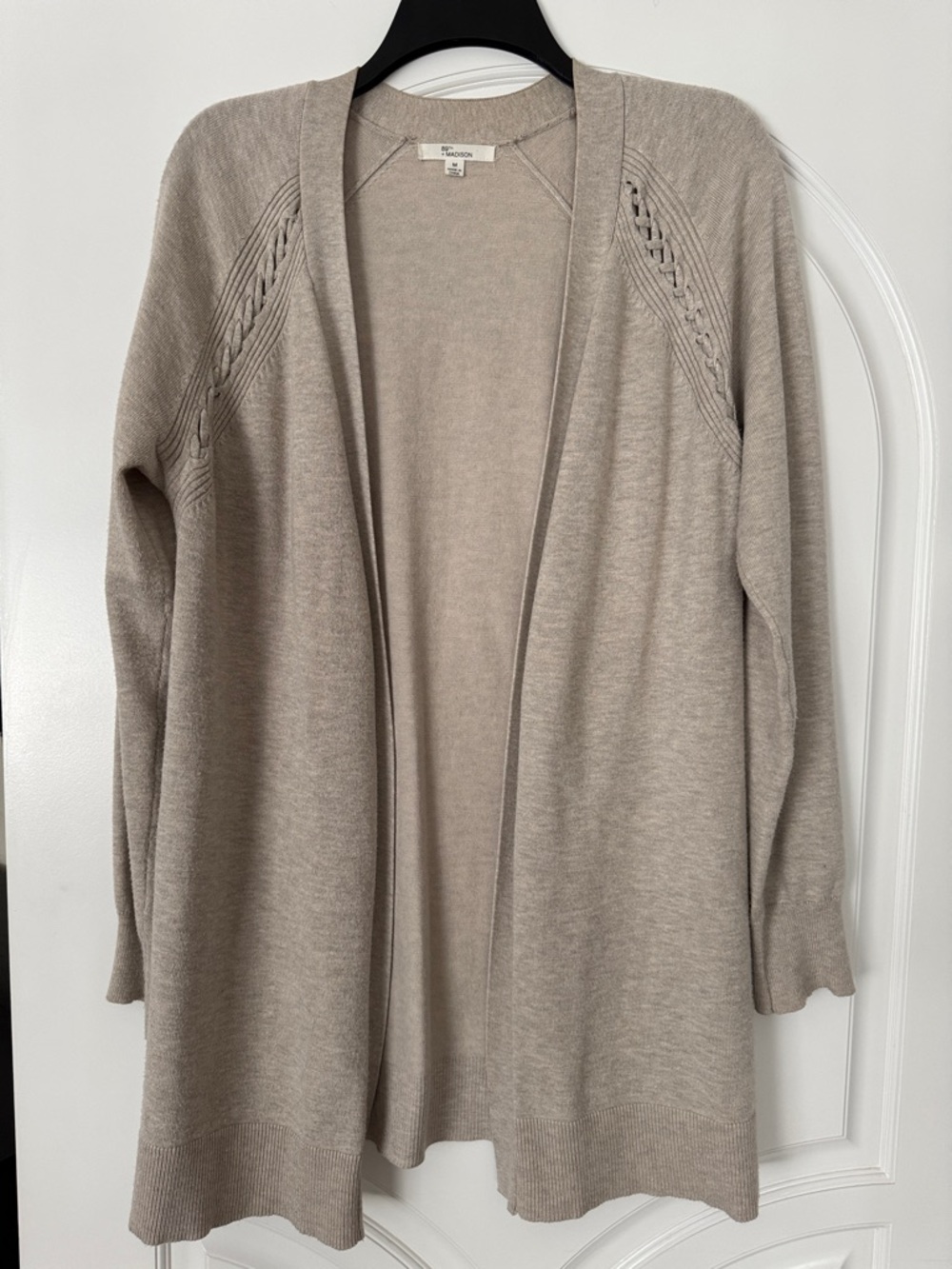 89th & Madison Open-Front Cardigan in Beige-Taupe